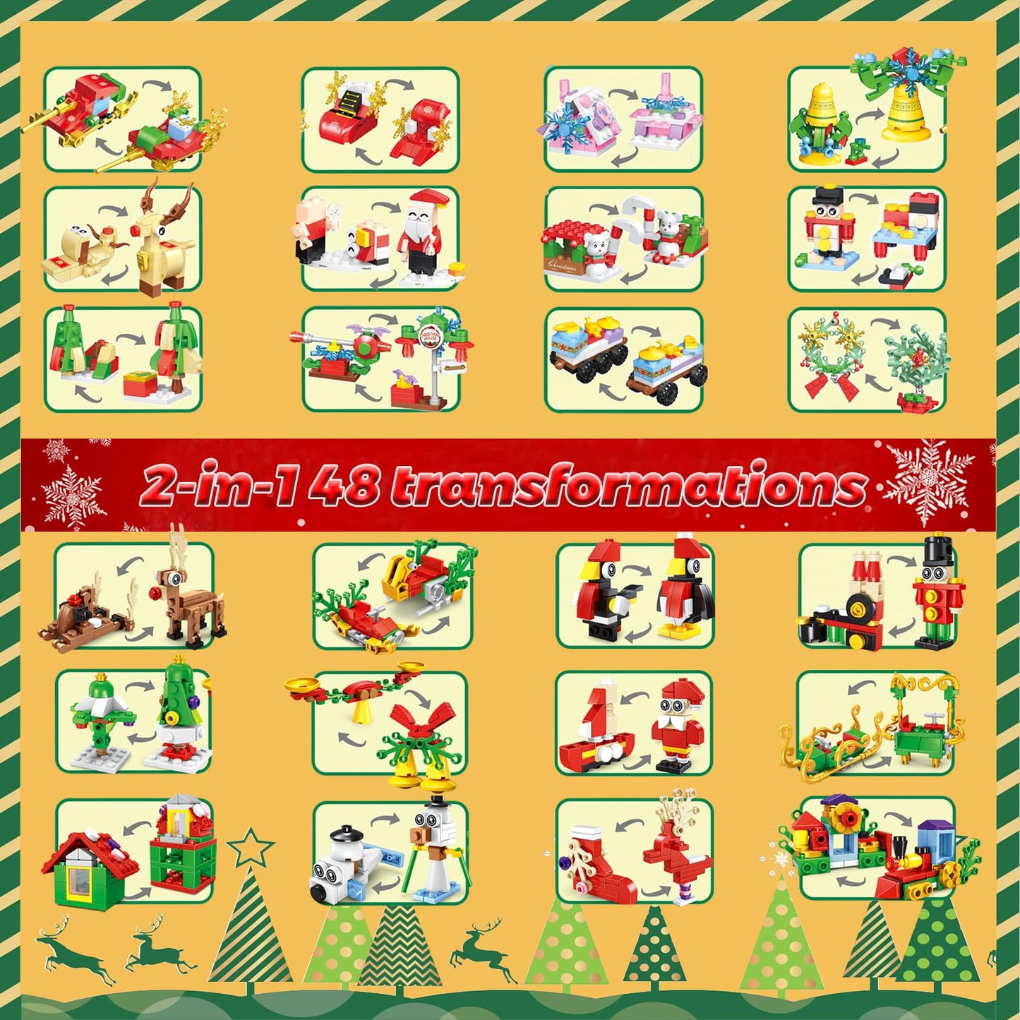 Advent Calendar Christmas Building Blocks Set,12-in-1 Countdown to Christmas Christmas Presents Thanksgiving Gifts for Adults