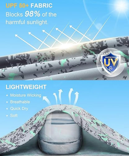 Light Grey Splash-Ink UPF 50+ Sunscreen Shirt