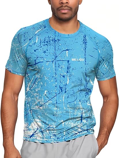 Ocean Blue Splash-Ink UPF 50+ Sunscreen T-Shirt