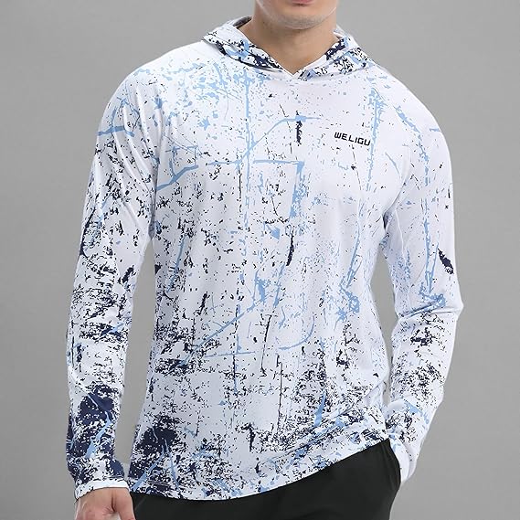 White Splash-Ink UPF 50+ Sunscreen Hoodie