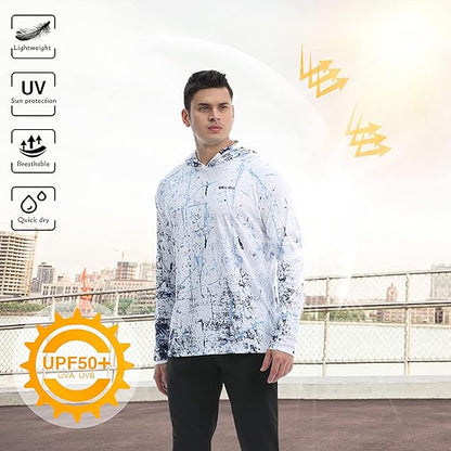 White Splash-Ink UPF 50+ Sunscreen Hoodie