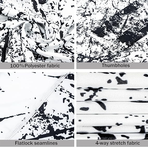 Black and White Splash-Ink UPF 50+ Sunscreen Hoodie