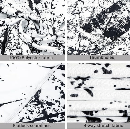 Black and White Splash-Ink UPF 50+ Sunscreen Hoodie