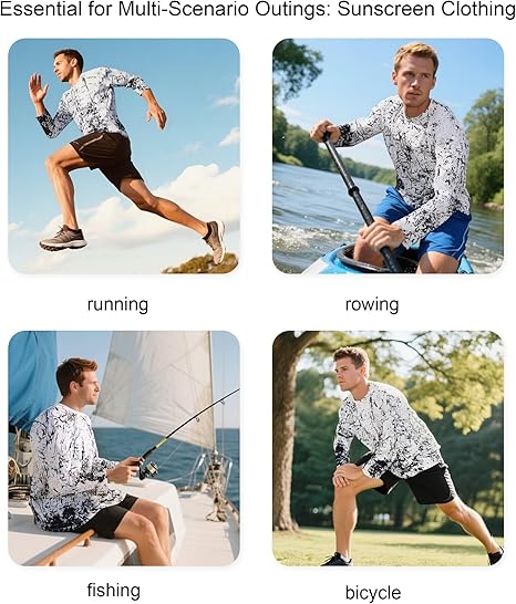 Black and White Splash-Ink UPF 50+ Sun Protection Shirt