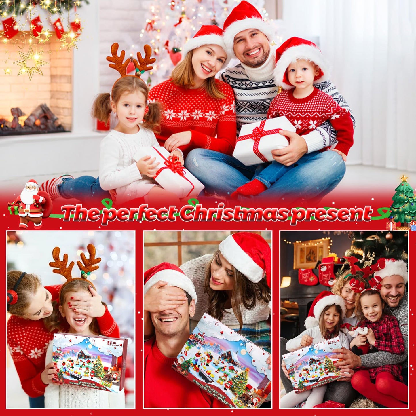 Advent Calendar Christmas Building Blocks Set,12-in-1 Countdown to Christmas Christmas Presents Thanksgiving Gifts for Adults