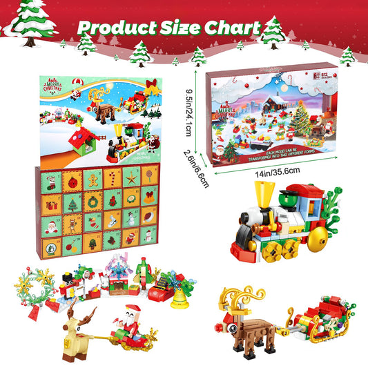 Advent Calendar Christmas Building Blocks Set,12-in-1 Countdown to Christmas Christmas Presents Thanksgiving Gifts for Adults