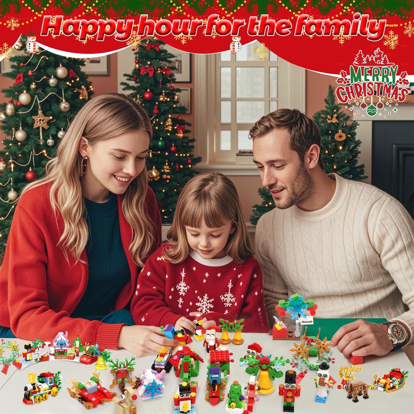 Advent Calendar Christmas Building Blocks Set,12-in-1 Countdown to Christmas Christmas Presents Thanksgiving Gifts for Adults