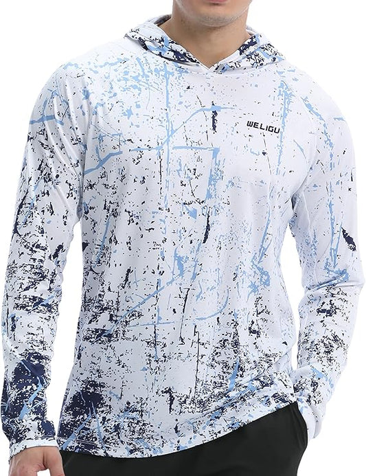 White Splash-Ink UPF 50+ Sunscreen Hoodie