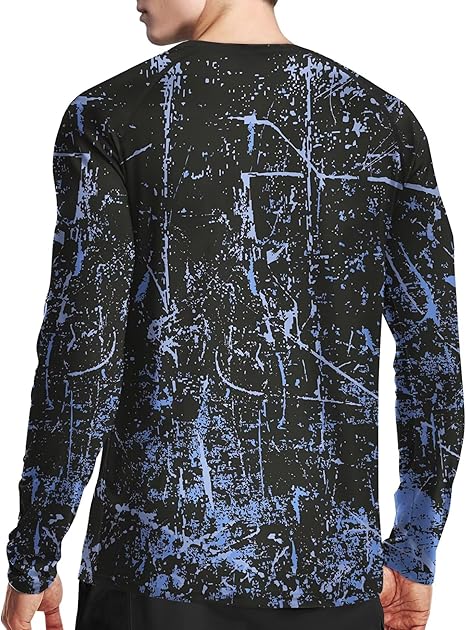 Fluorescent Blue Splash-Ink UPF 50+ Sunscreen Shirt