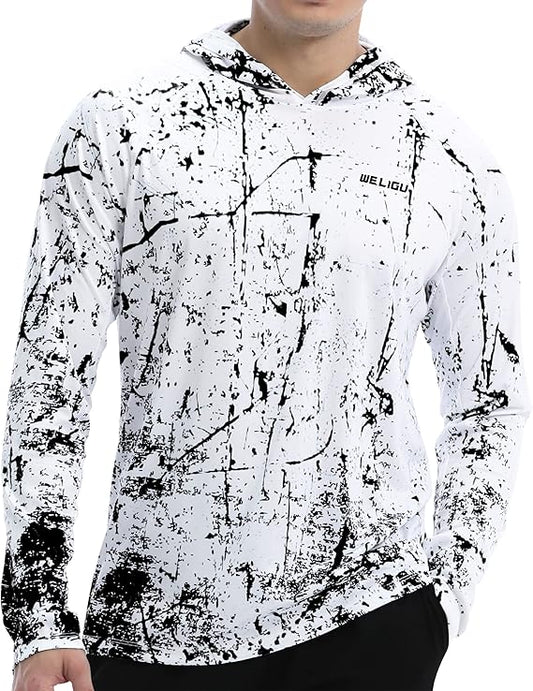 Black and White Splash-Ink UPF 50+ Sunscreen Hoodie