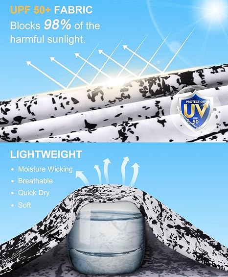 Black and White Splash-Ink UPF 50+ Sun Protection Shirt