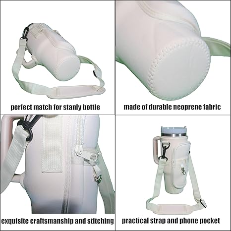 Adjustable Water Bottle Carrier Bag with Shoulder Strap, Tumbler Cup Holder, 40oz Tumbler Bag with Cell Phone Pouch, Cute Girly Accessories for Travel, Gym, and Outdoor Use (Mug Not Included)