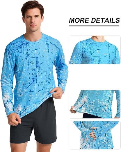 Ocean Blue Splash-Ink UPF 50+ Sunscreen Shirt