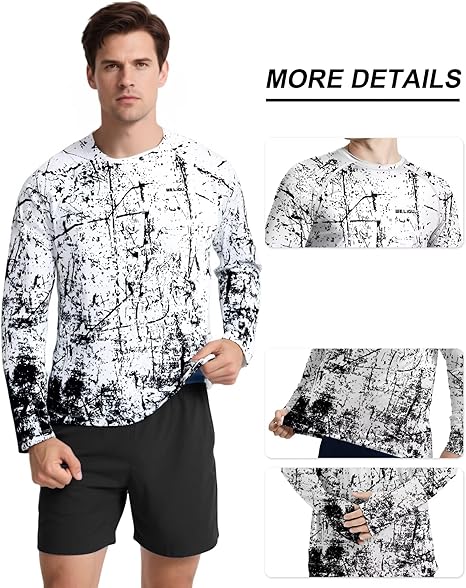 Black and White Splash-Ink UPF 50+ Sun Protection Shirt
