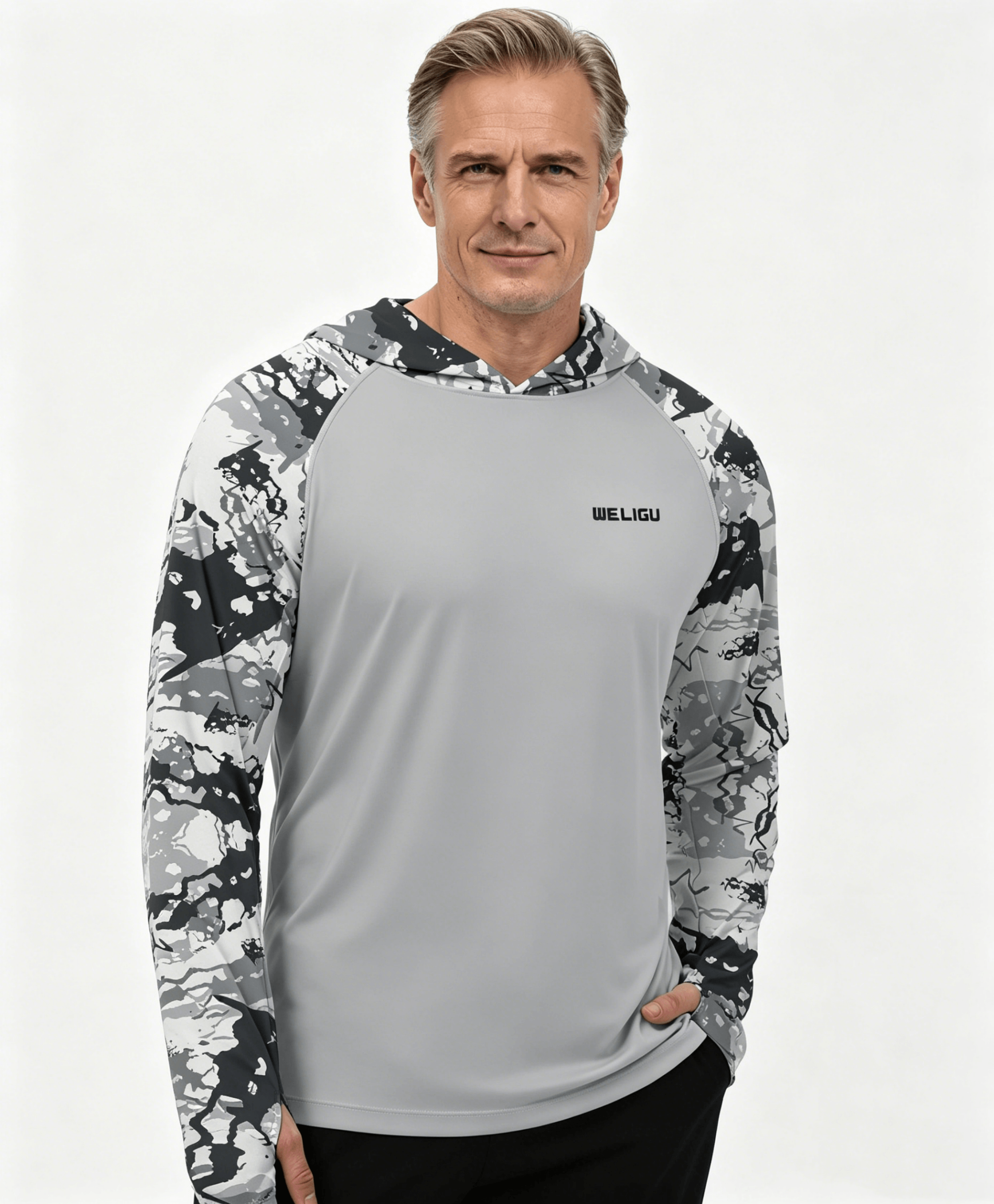 Grey Sun Protection Fishing Hoodie