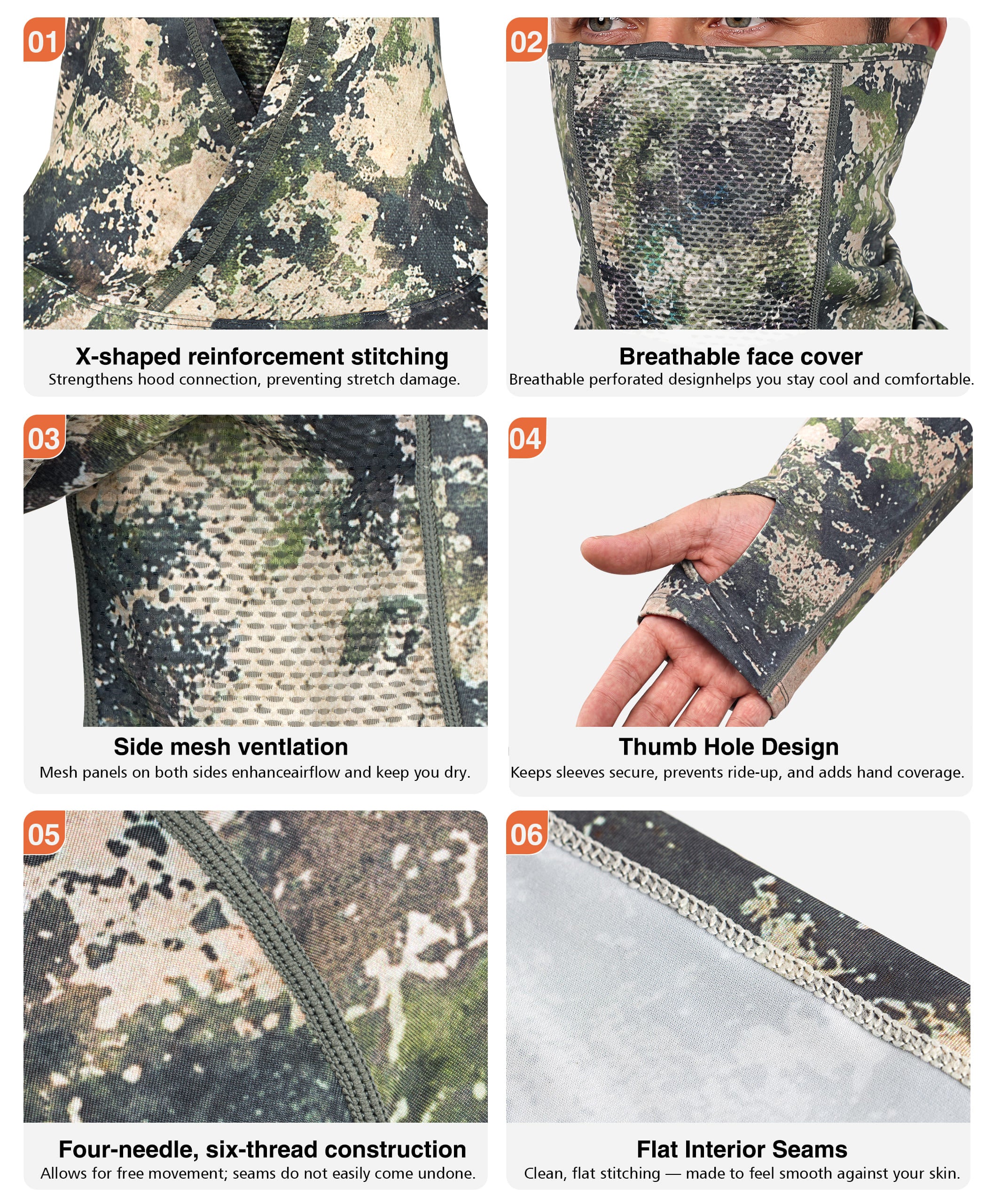 Men's Camo Hunting Hoodie with Face Cover