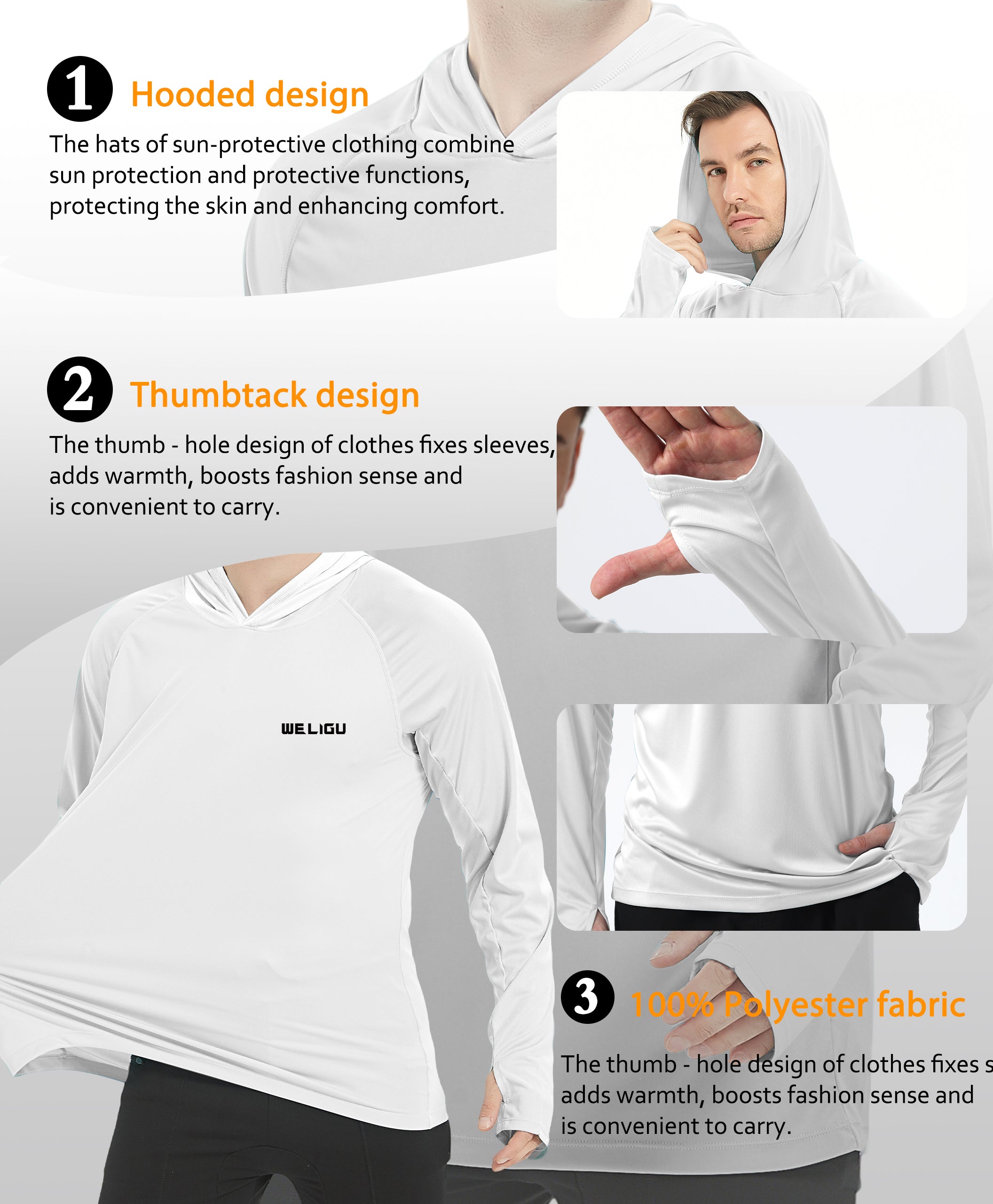 White Design UPF 50+ Sunscreen Hoodie