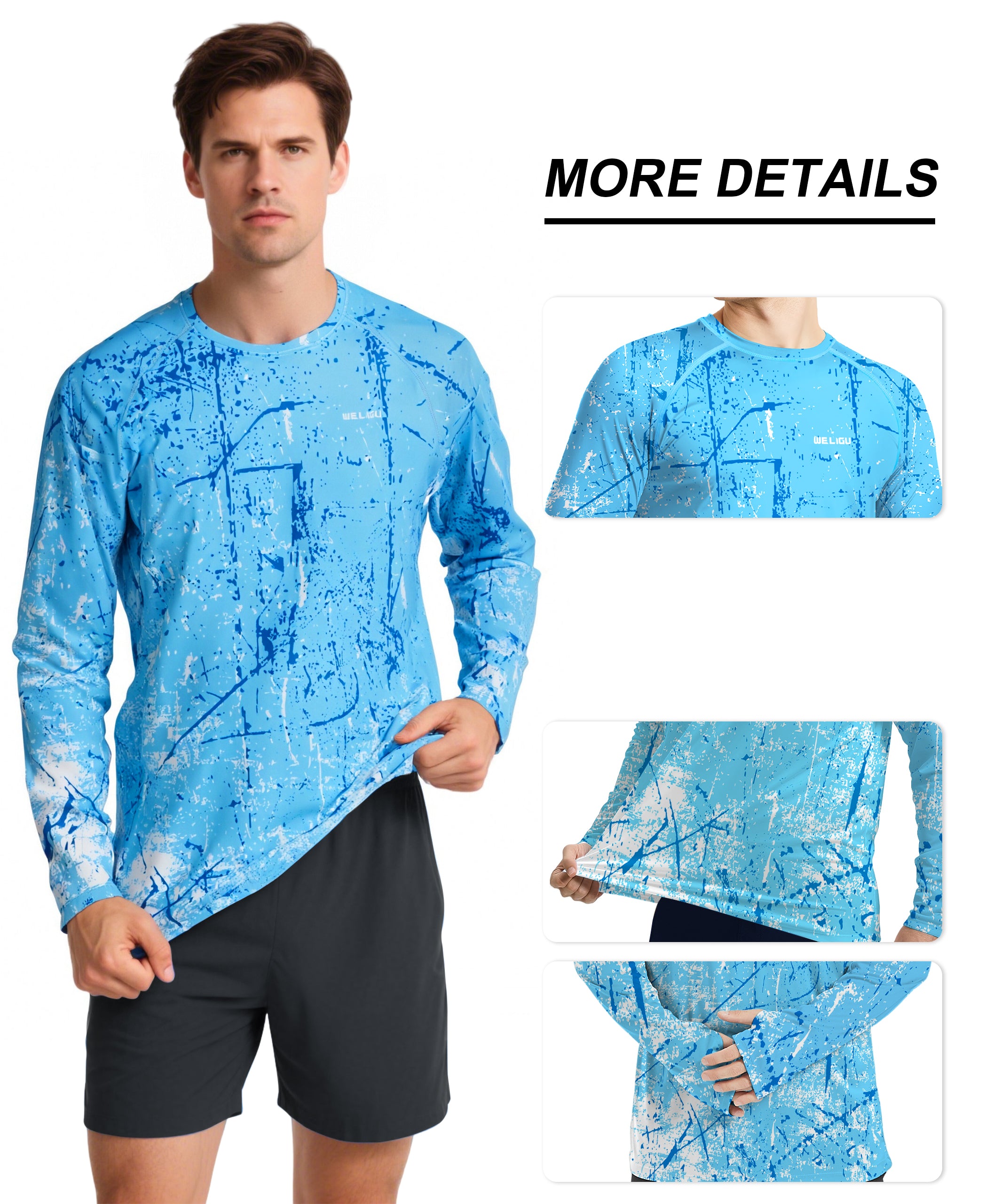 Ocean Blue Splash-Ink UPF 50+ Sunscreen Shirt