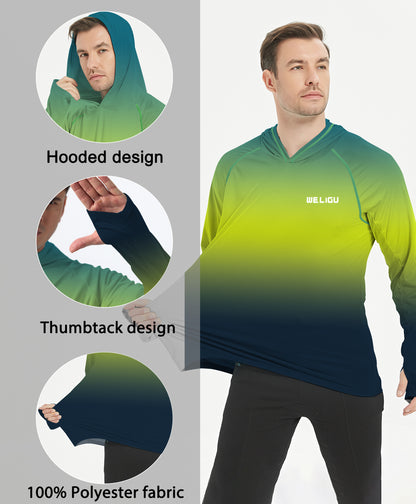Blue-Green Gradient UPF 50+ Sunscreen Hoodie