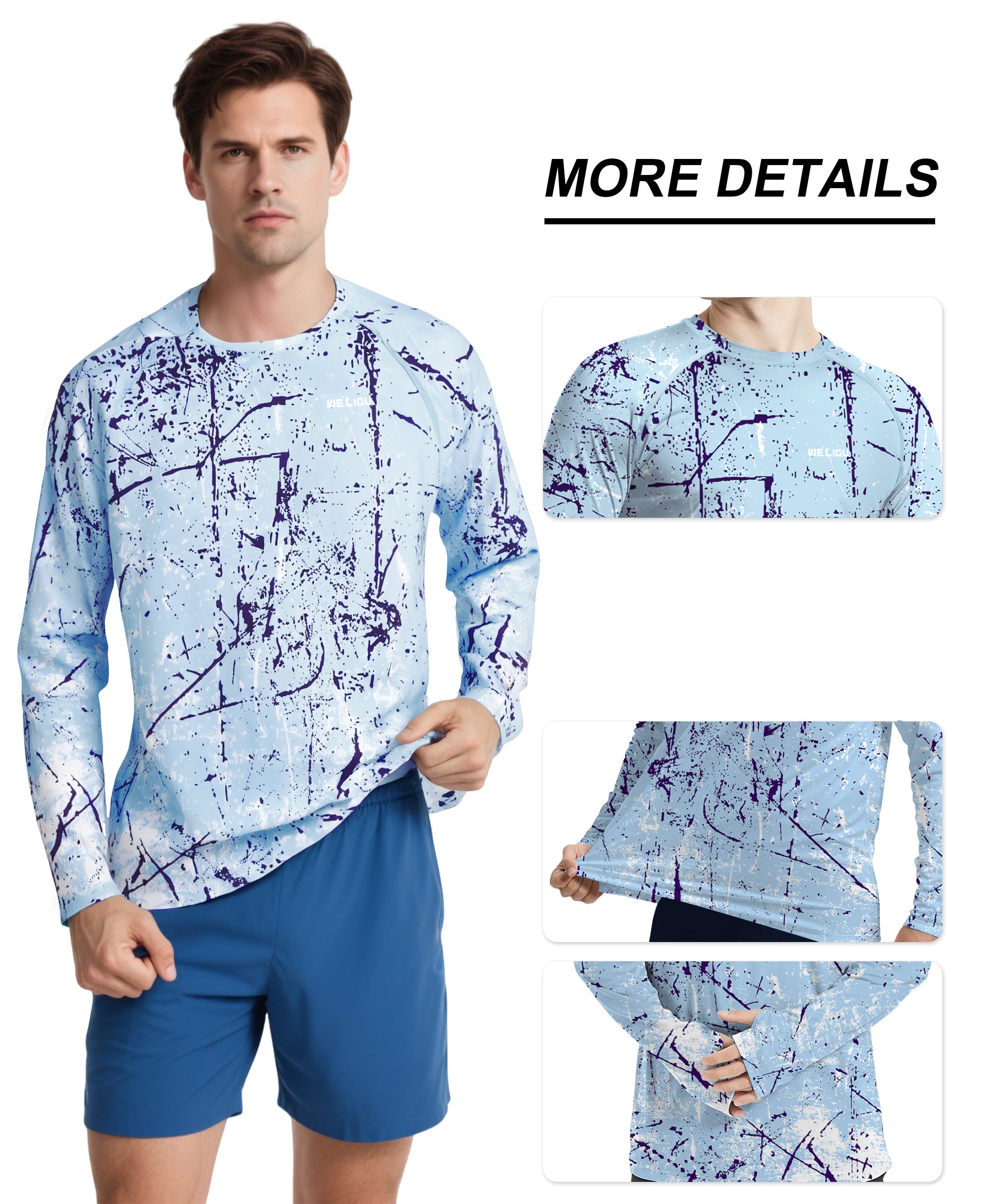 Blue Splash-Ink UPF 50+ Sunscreen Shirt