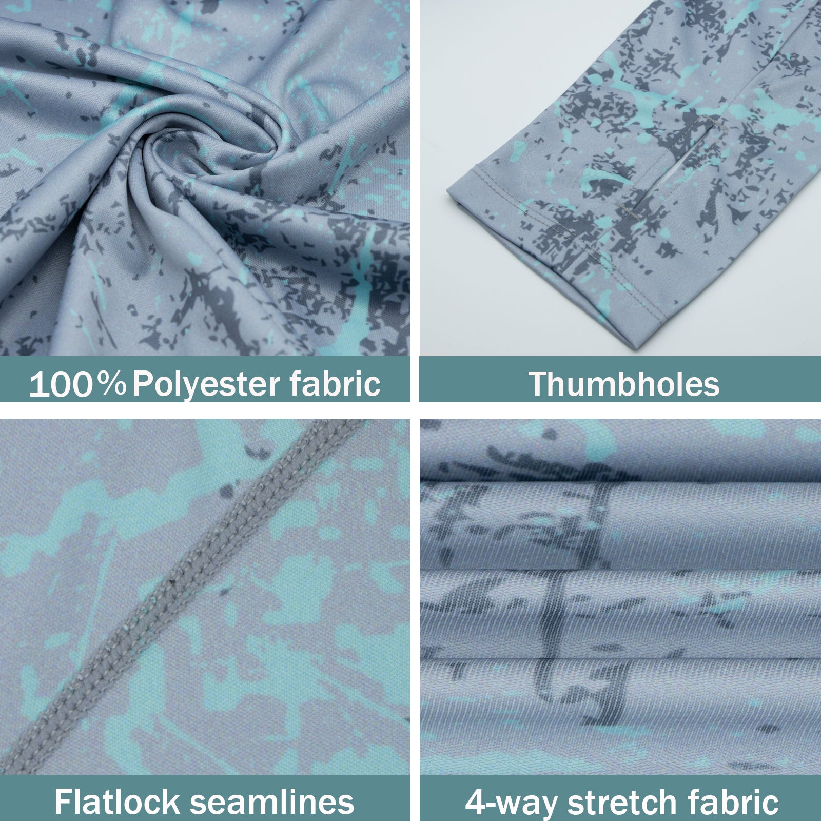 Light Grey Splash-Ink UPF 50+ Sunscreen Hoodie