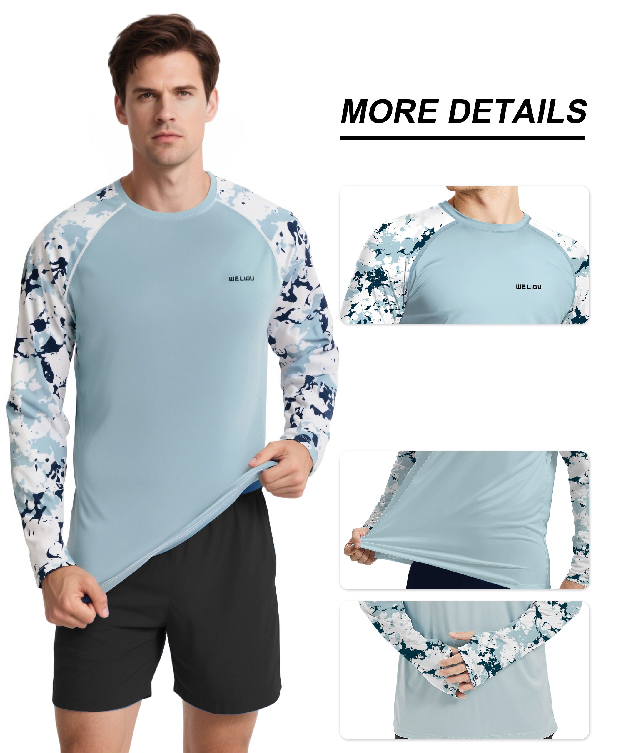 Blue Camouflage UPF 50+ Sun Protection Shirt