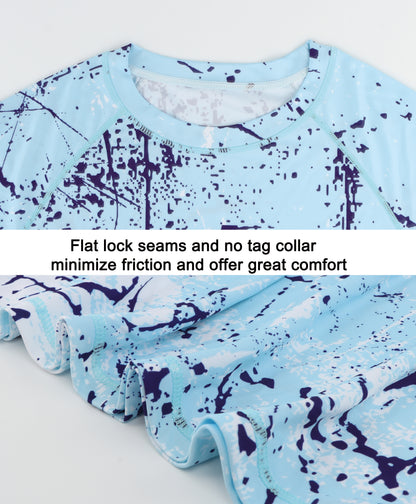 Sky Blue Splash-Ink UPF 50+ Sunscreen T-Shirt