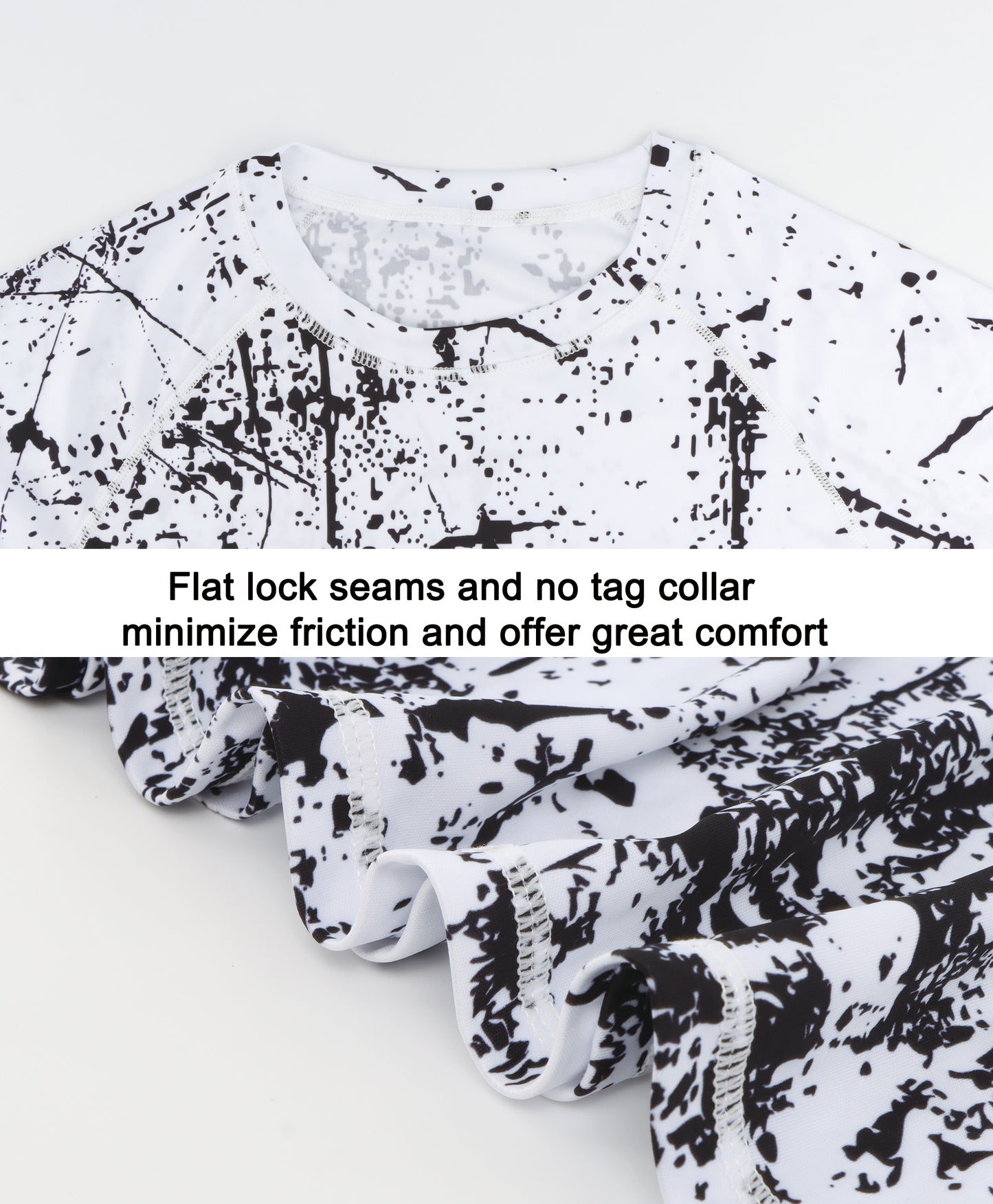 Black and White Splash-Ink UPF 50+ Sun Protection T-Shirt