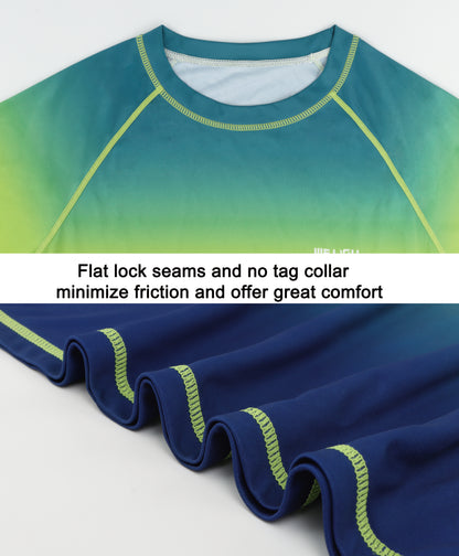 Blue-Green Gradient UPF 50+ Sunscreen T-Shirt