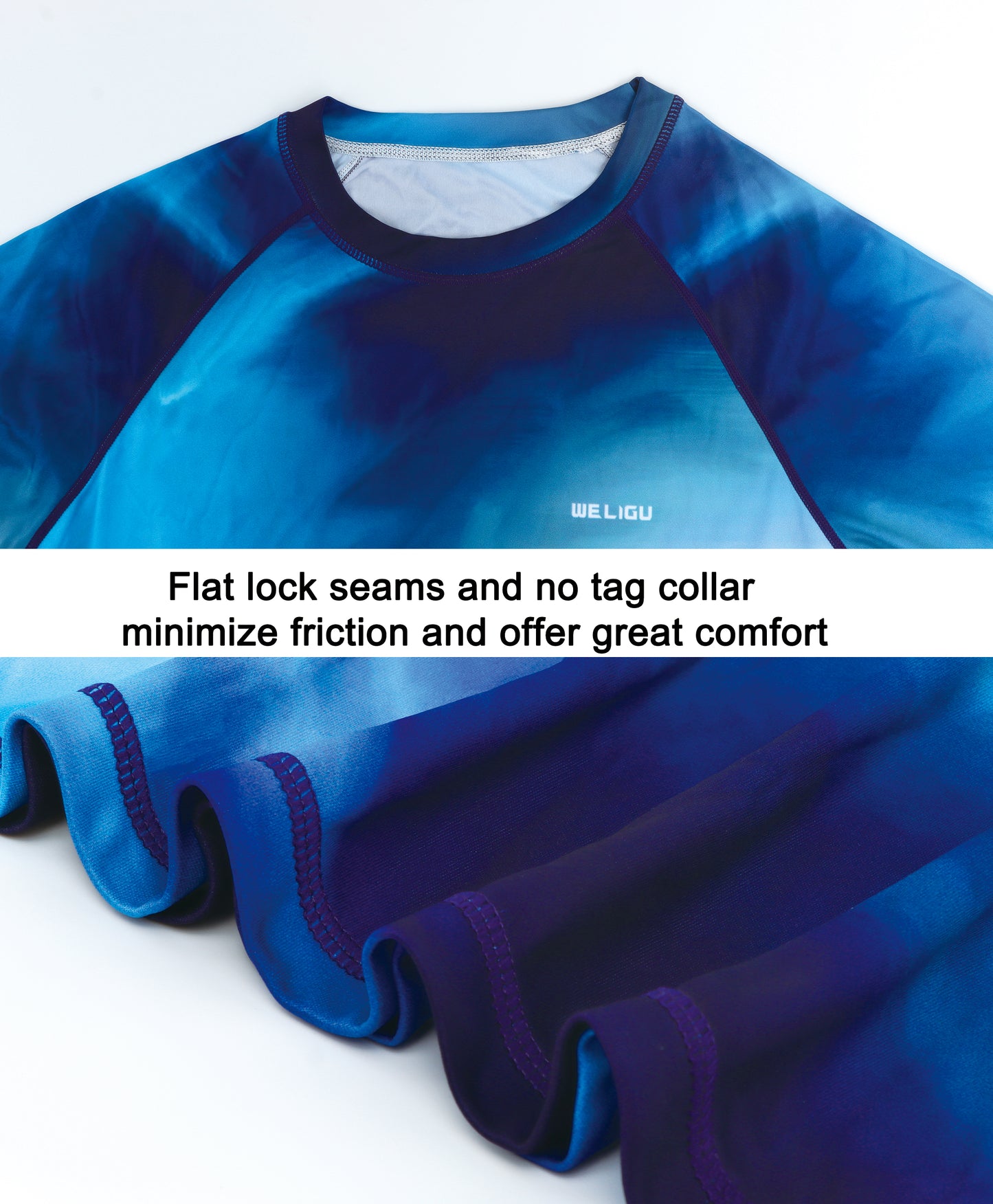 Tie Dye Blue Gradient UPF 50+ Sunscreen T-Shirt