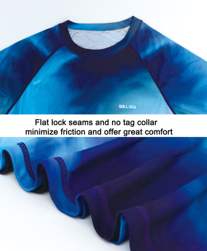 Tie Dye Blue Gradient UPF 50+ Sunscreen T-Shirt