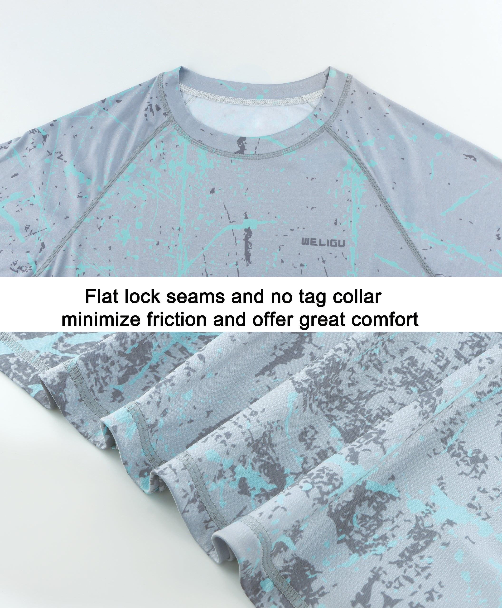 Light Grey Splash-Ink UPF 50+ Sunscreen T-Shirt