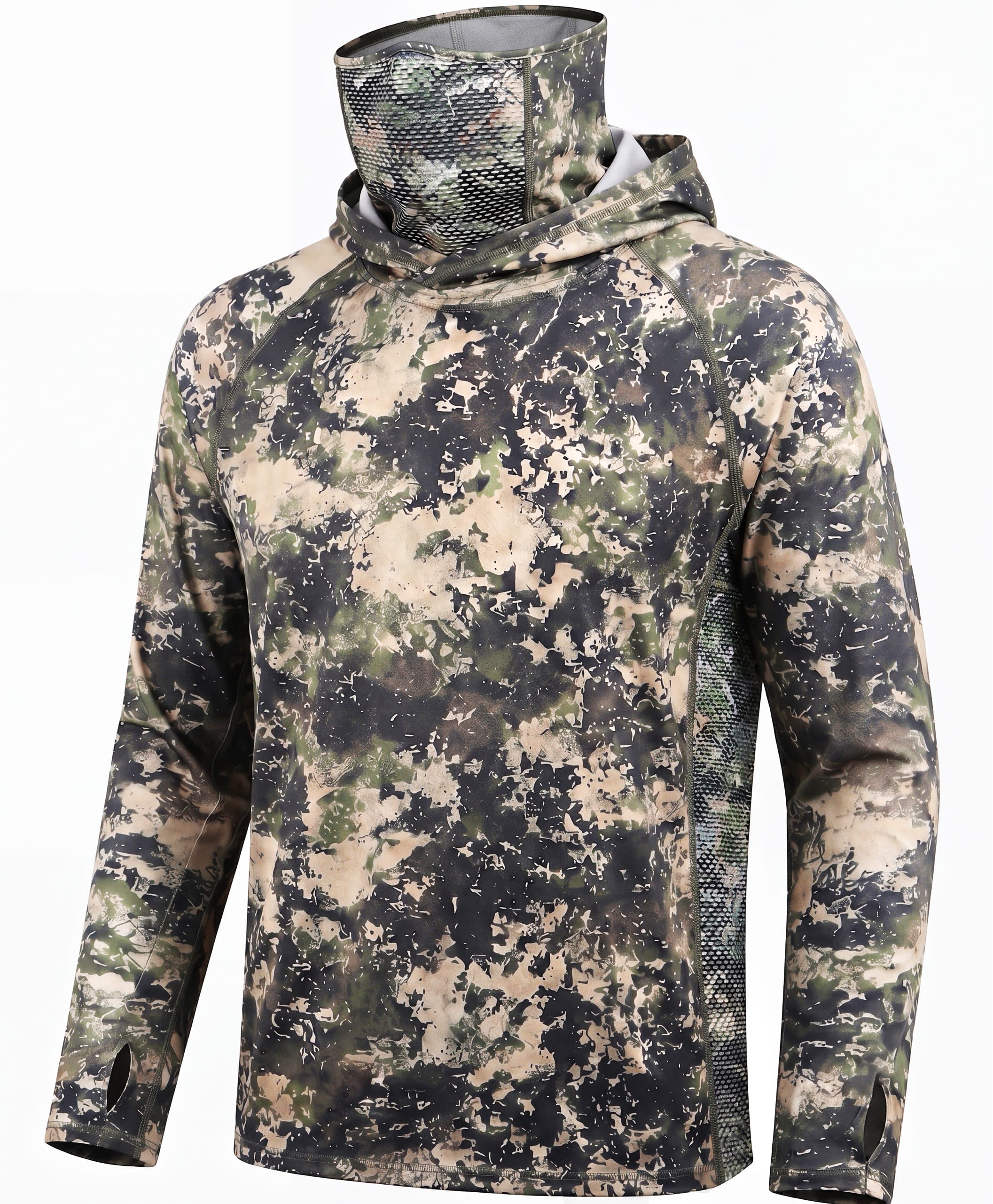 Men's Camo Hunting Hoodie with Face Cover