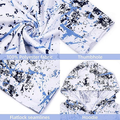 White Splash-Ink UPF 50+ Sunscreen Hoodie
