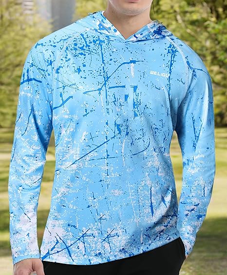 Ocean Blue Splash-Ink UPF 50+ Sunscreen Hoodie