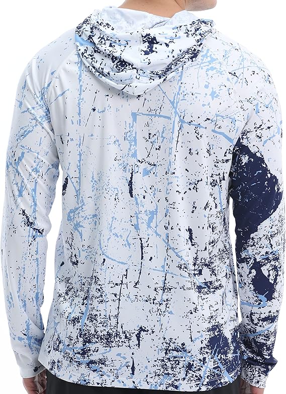 White Splash-Ink UPF 50+ Sunscreen Hoodie