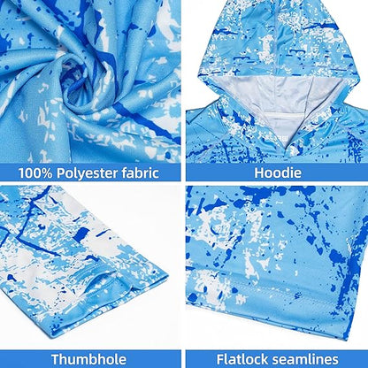 Ocean Blue Splash-Ink UPF 50+ Sunscreen Hoodie