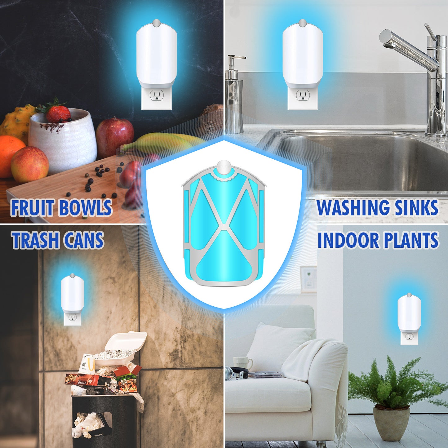 Flying Insect Light Trap Refills – 4 High-Performance Cartridges for Capturing Fruit Flies, Gnats, Houseflies – Ideal for Indoor Use in Homes, Kitchens, and Offices – Easy Pest Control