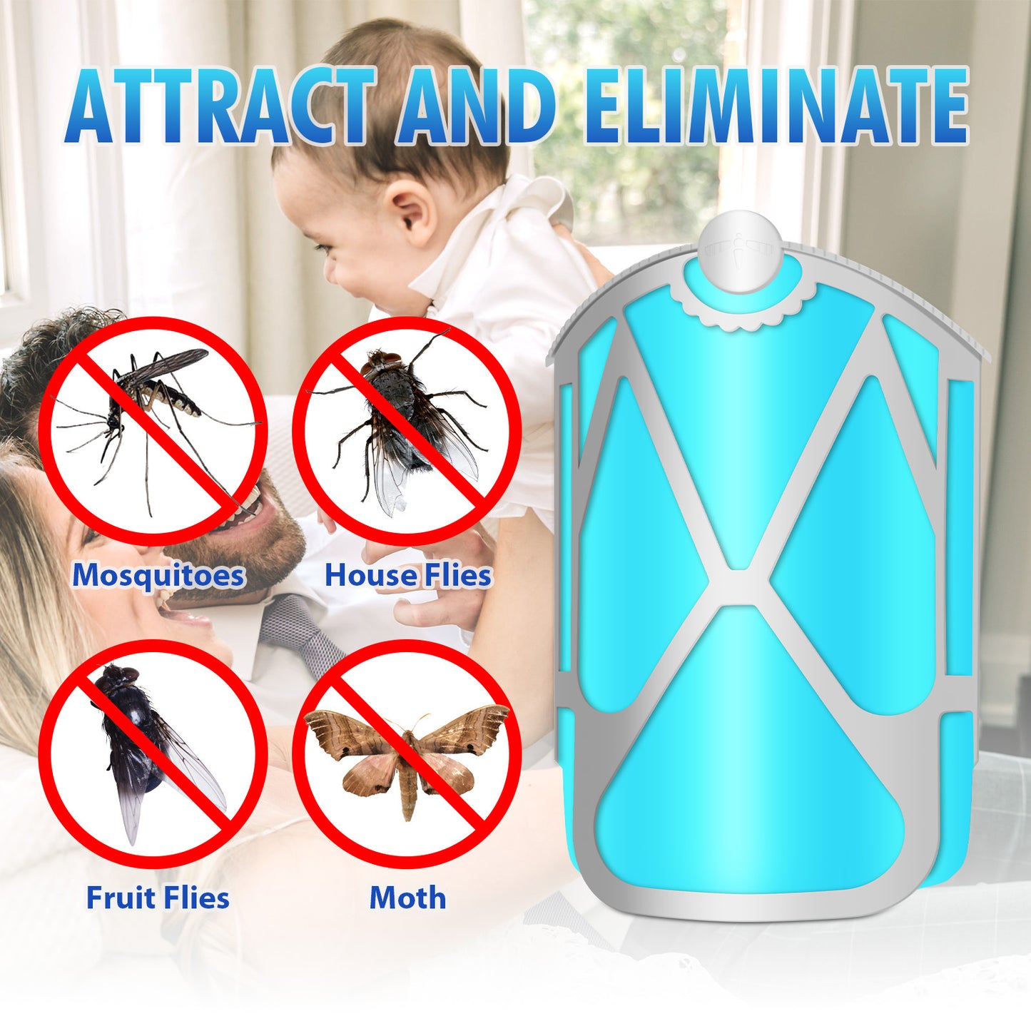 Flying Insect Light Trap Refills – 4 High-Performance Cartridges for Capturing Fruit Flies, Gnats, Houseflies – Ideal for Indoor Use in Homes, Kitchens, and Offices – Easy Pest Control