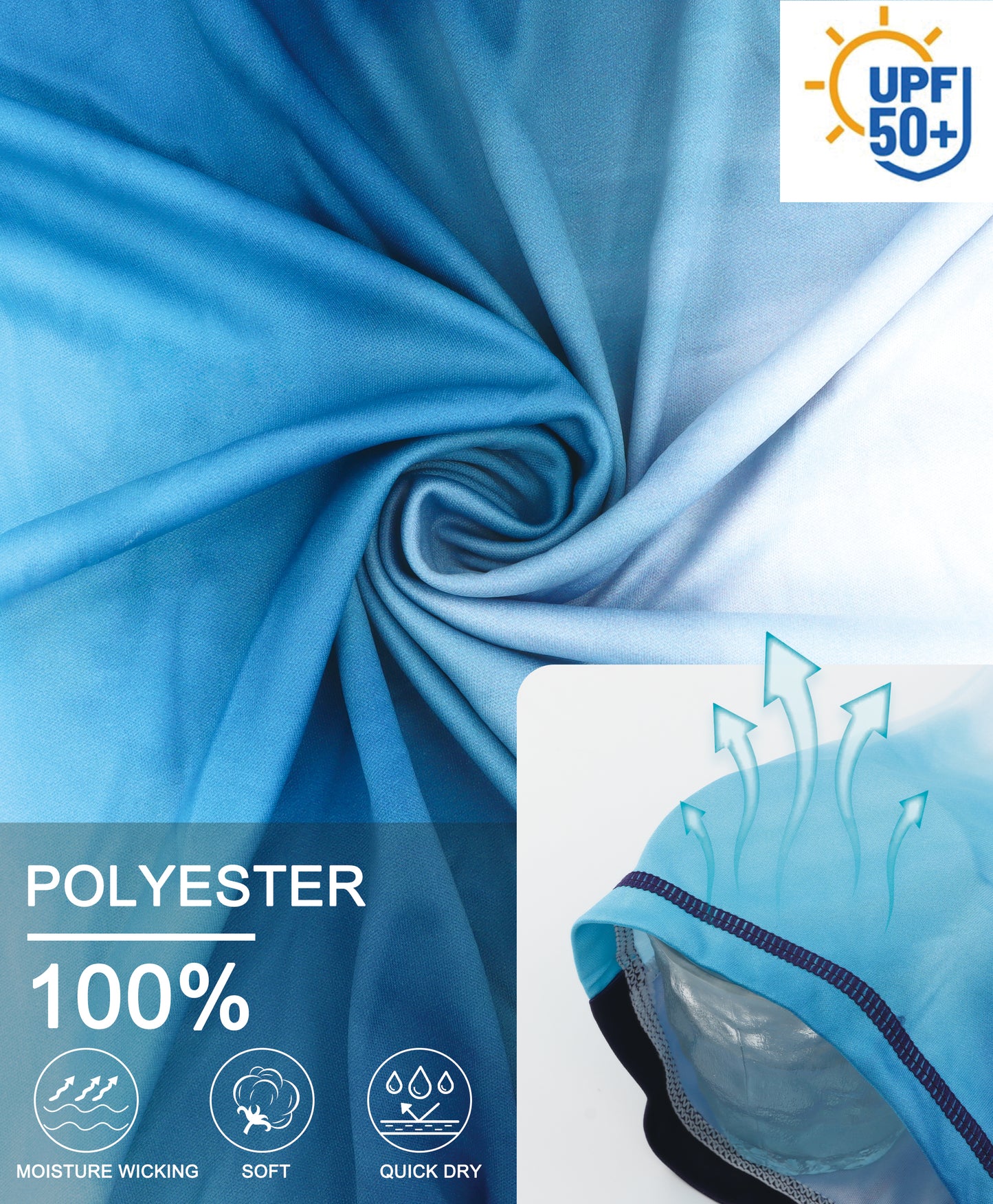 Tie Dye Blue Gradient UPF 50+ Sunscreen T-Shirt