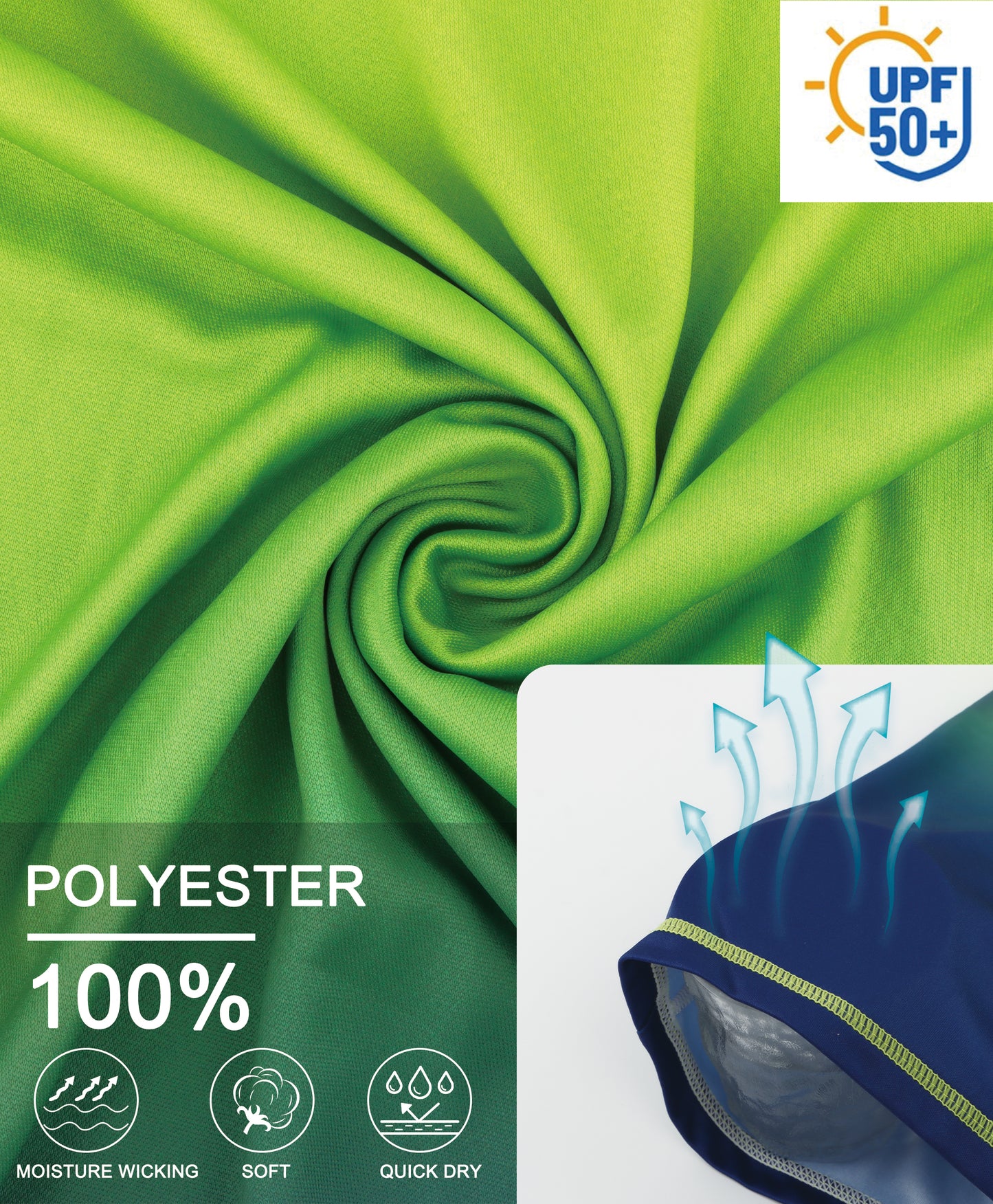 Blue-Green Gradient UPF 50+ Sunscreen T-Shirt