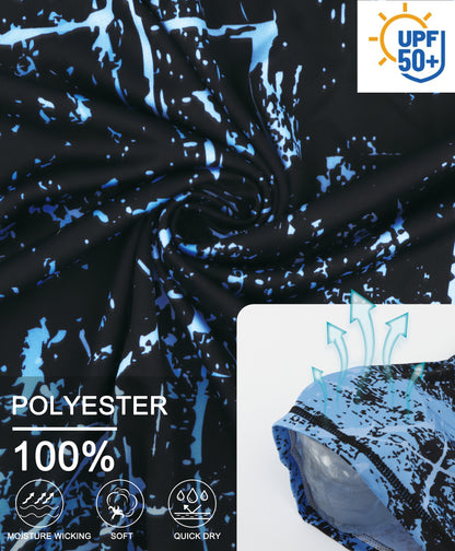 Fluorescent Blue Splash-Ink UPF 50+ Sunscreen T-Shirt