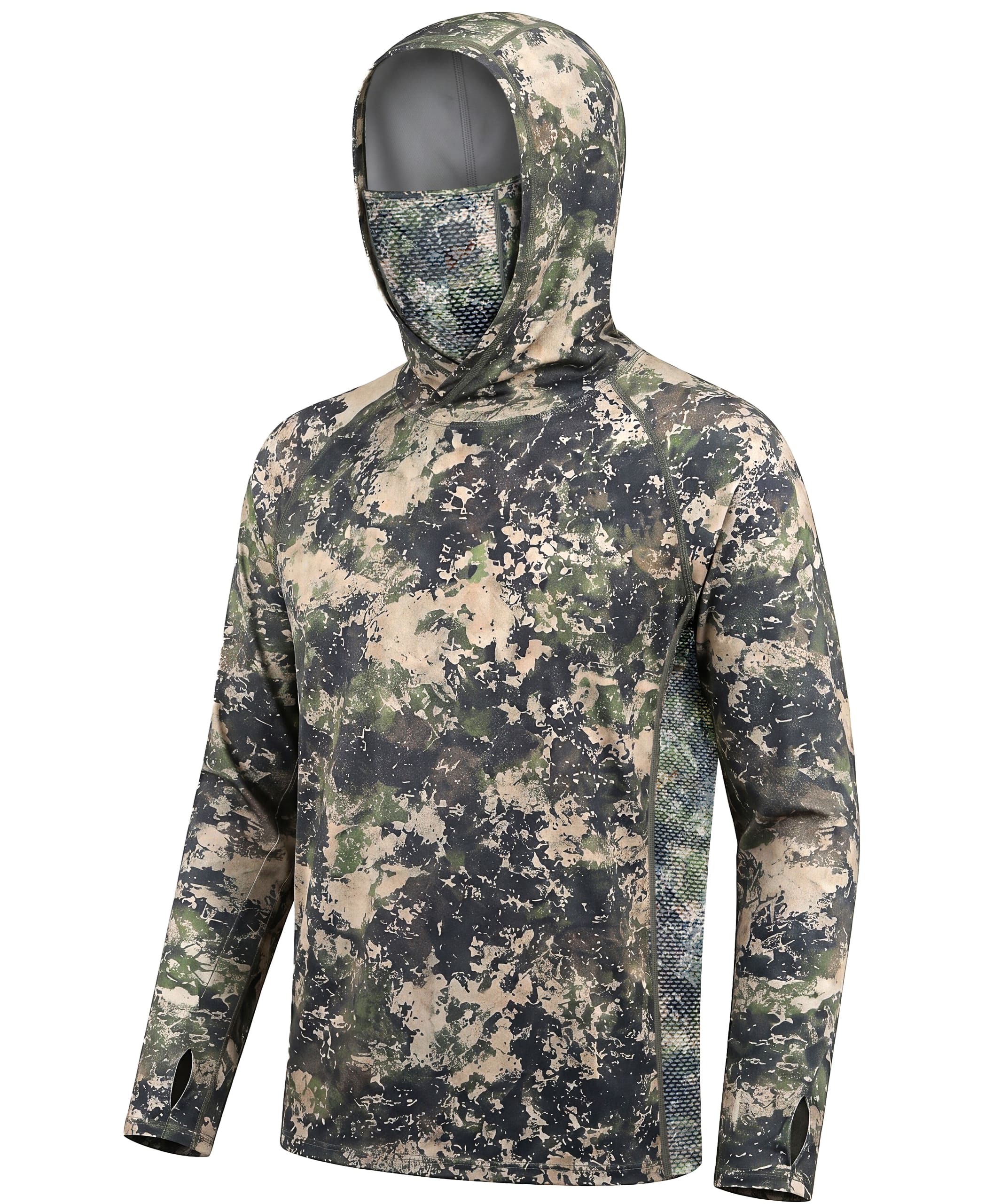 Men's Camo Hunting Hoodie with Face Cover