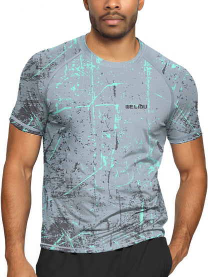 Light Grey Splash-Ink UPF 50+ Sunscreen T-Shirt