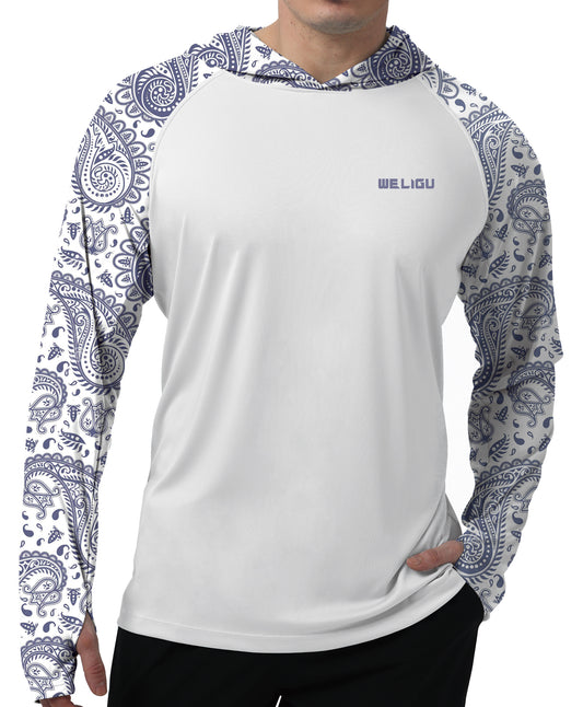 Paisley Blue Design UPF 50+ Sunscreen Hoodie