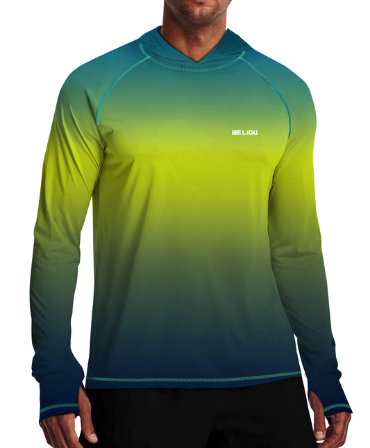 Blue-Green Gradient UPF 50+ Sunscreen Hoodie