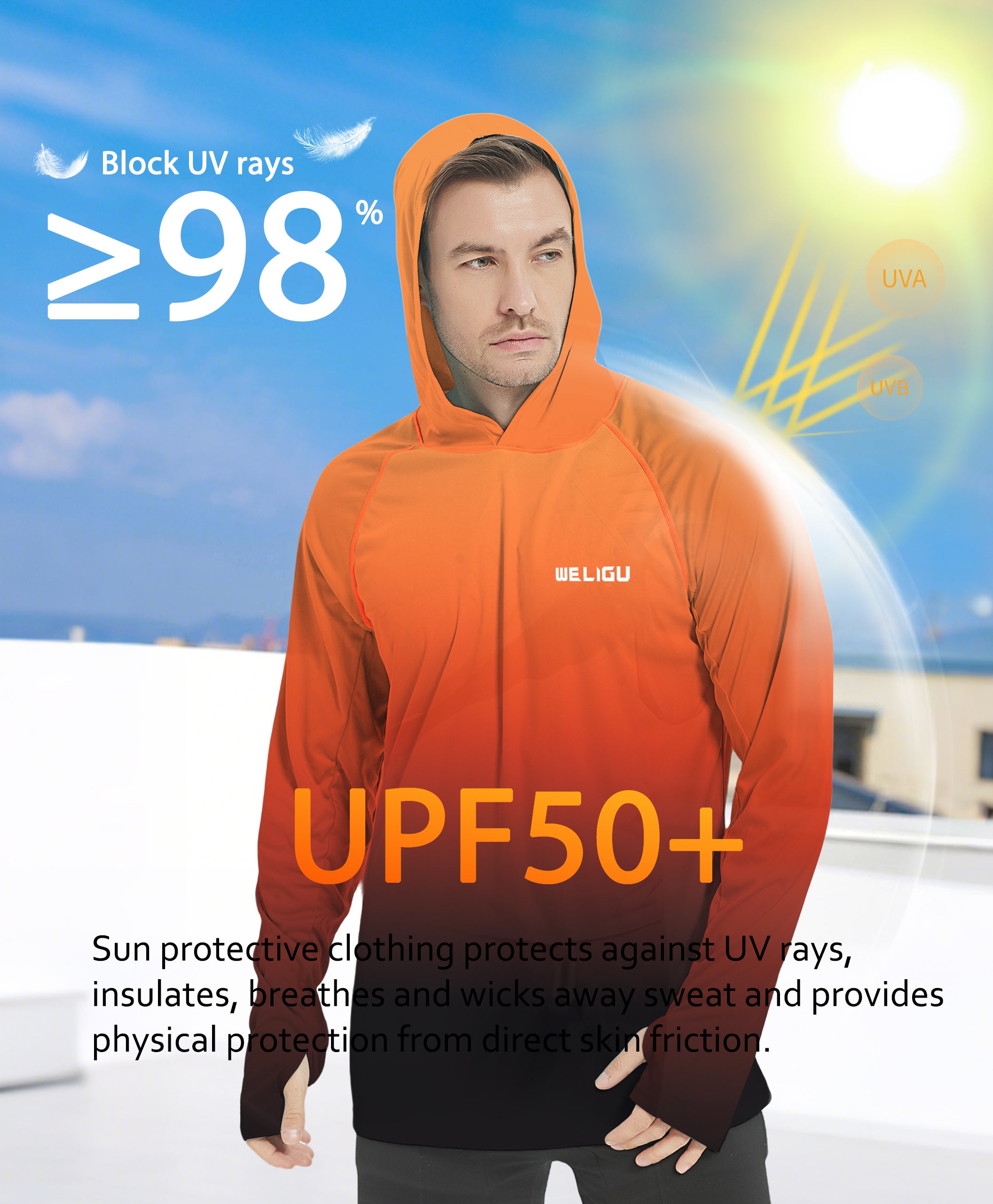 Orange Gradient UPF 50+ Sunscreen Hoodie