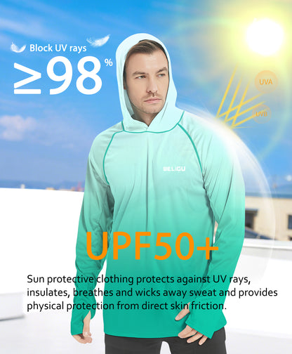 Turquoise Gradient UPF 50+ Sunscreen Hoodie
