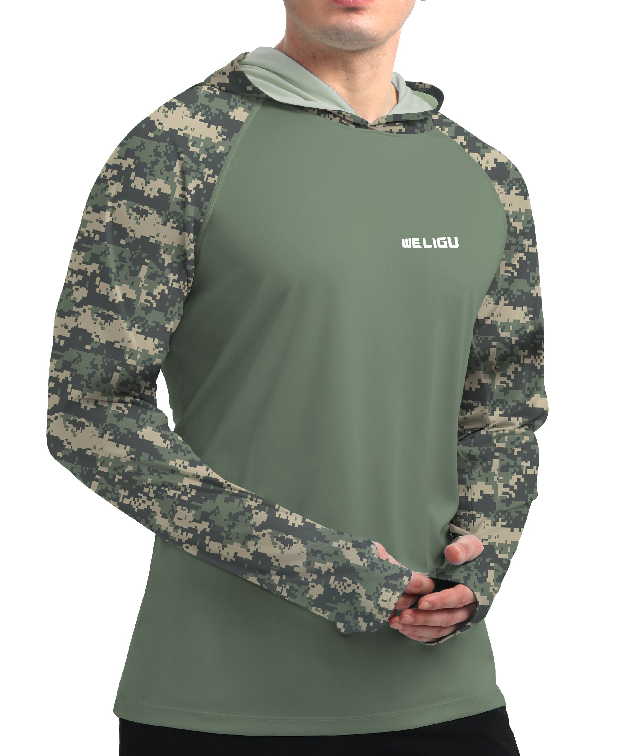 Green Sleeve Camouflage UPF 50+ Sunscreen Hoodie