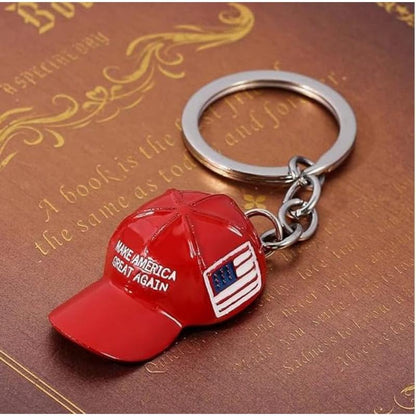 Hat Metal Keychain Baseball Cap Keychain,Metal Key Chain Keychain Ring with USA Flag,Flag Hat Metal Key Chain